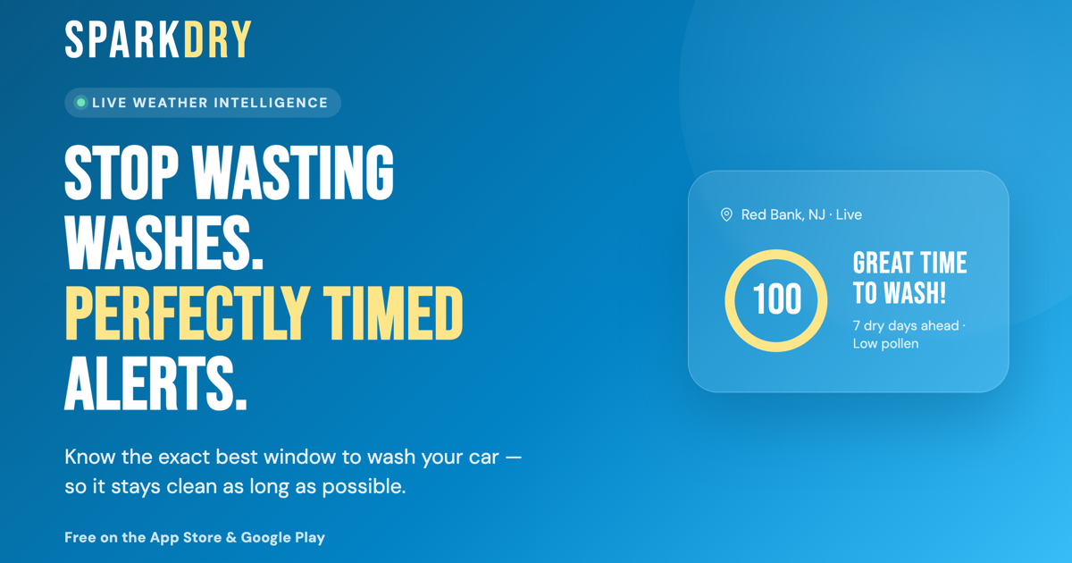 SparkDry: Car Wash Weather App preview